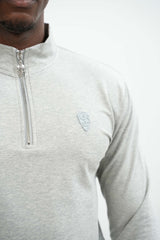 Men's Skull Badge Half Zip Grey