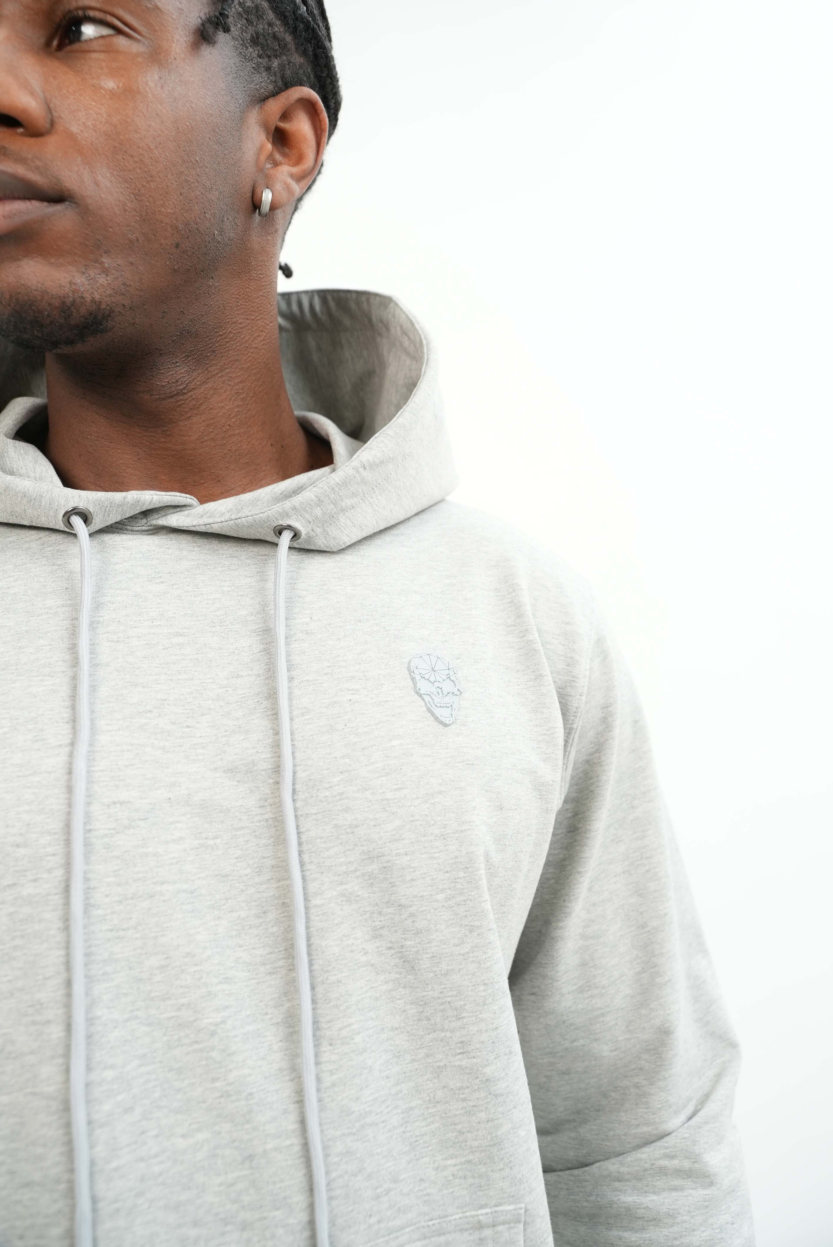 Men's Amico Skull Badge Grey Hoodie