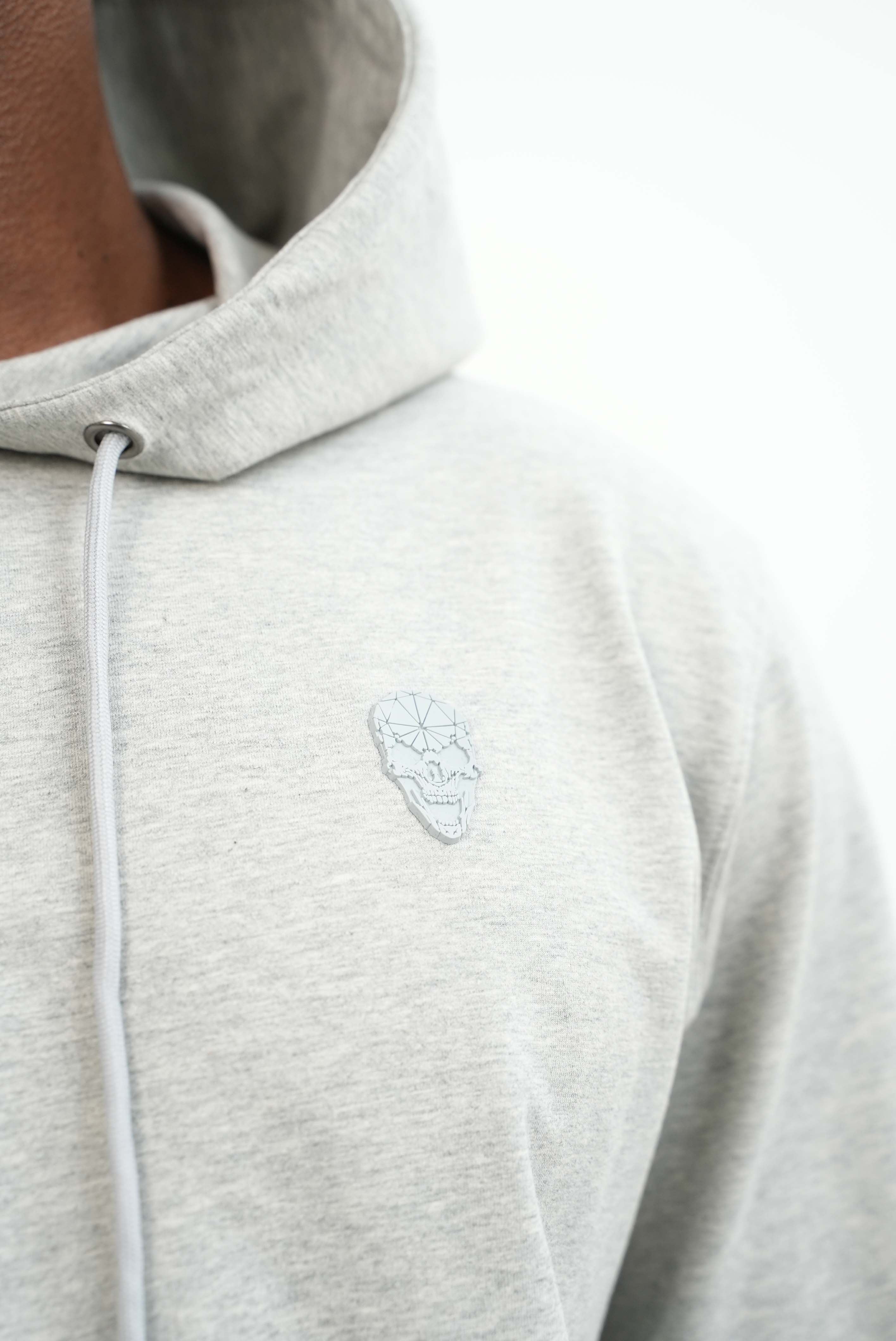 Men's Amico Skull Badge Grey Hoodie