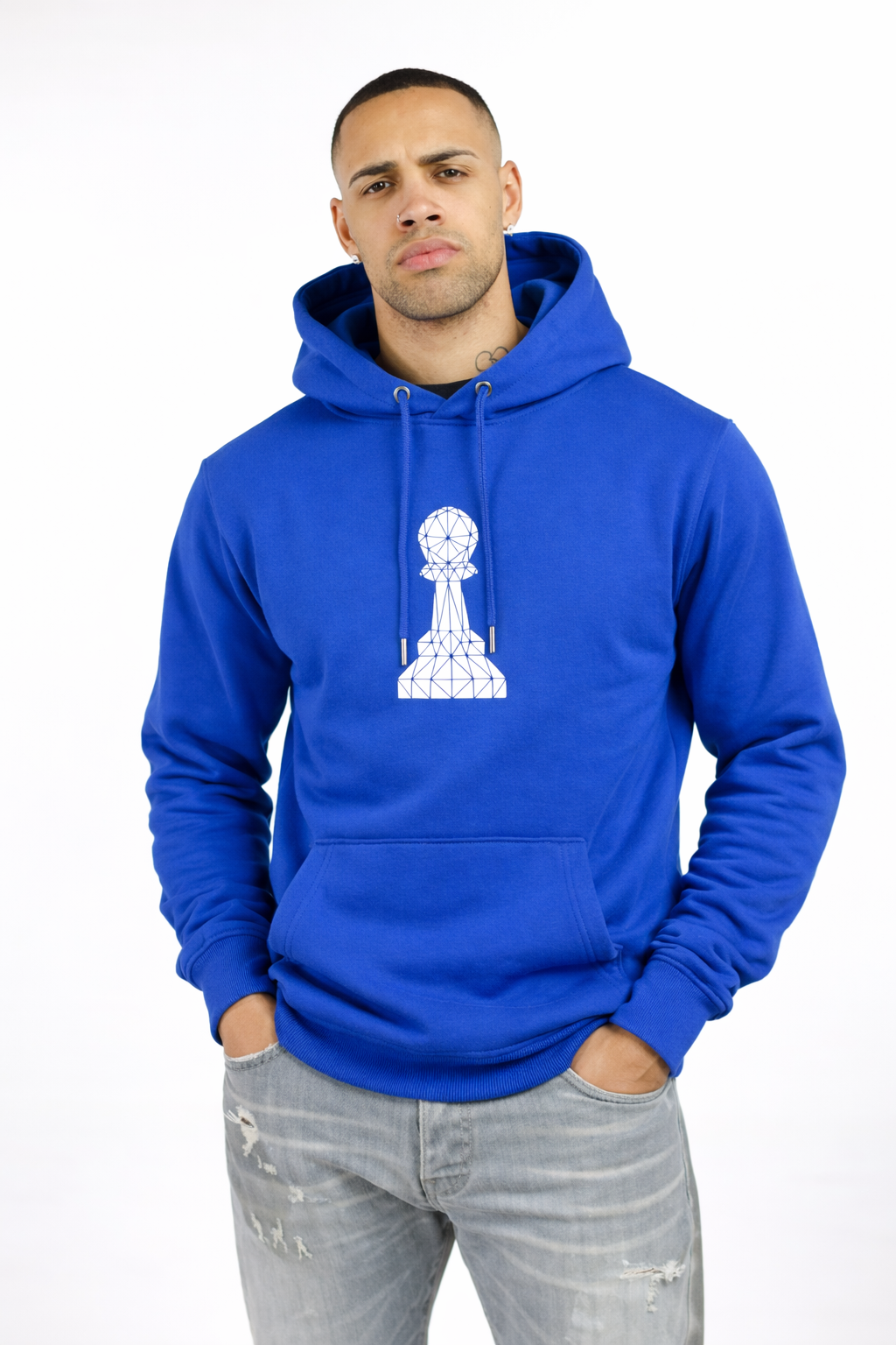 Single Pawn Hoodie Royal Blue - White Pawn