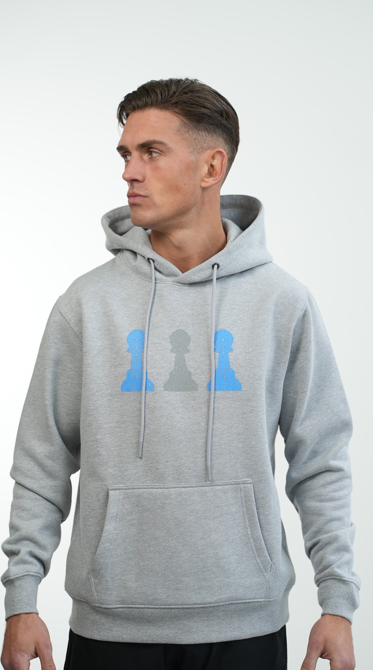 Amico Grey & Blue Tri-Pawn Hoodie