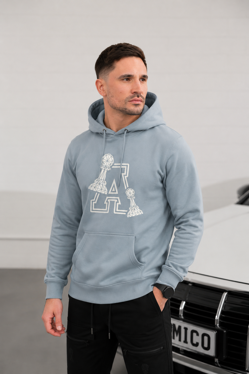Baby Blue A Hoodie with Pawns