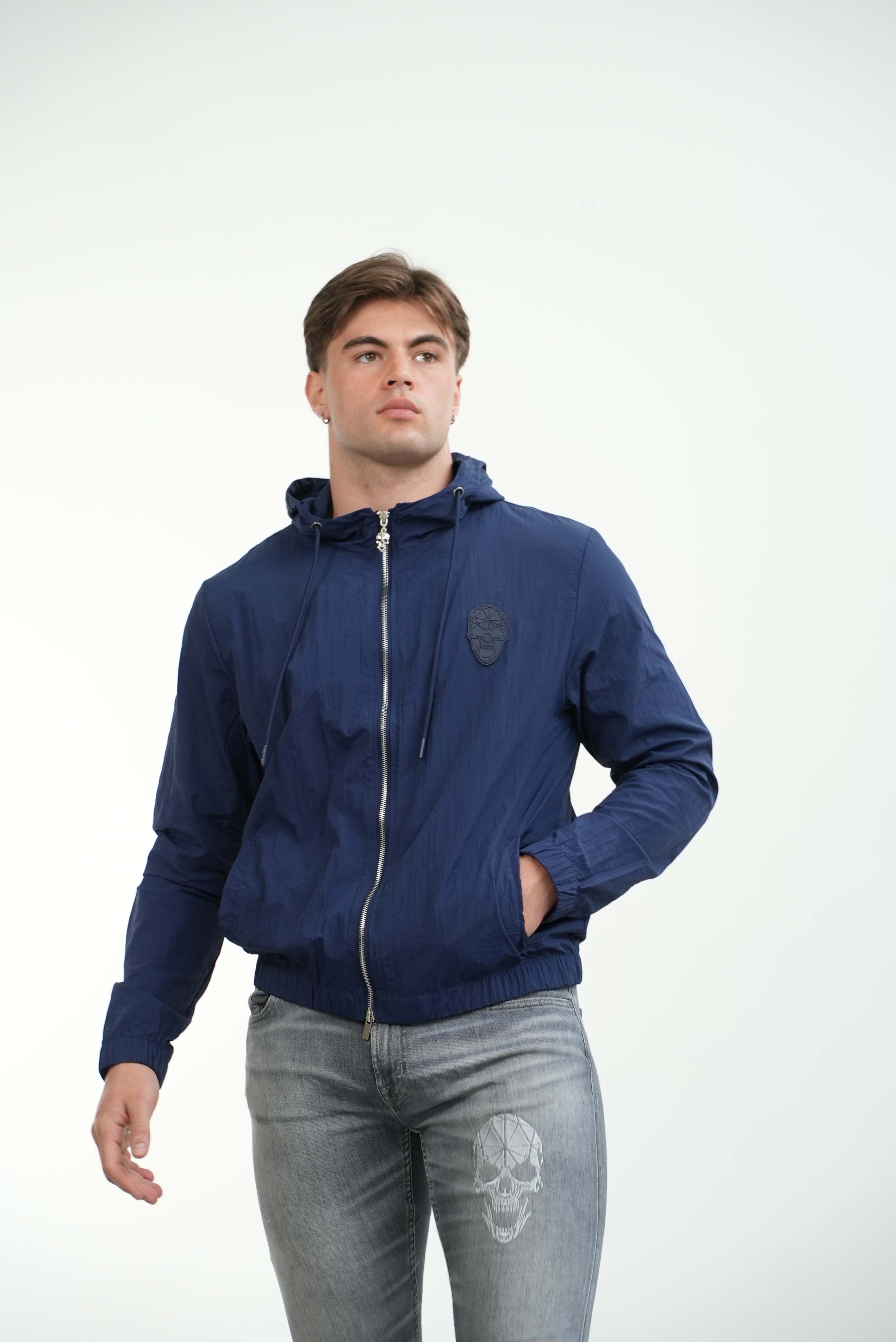 Men's Amico Skull Badge Windbreaker Navy