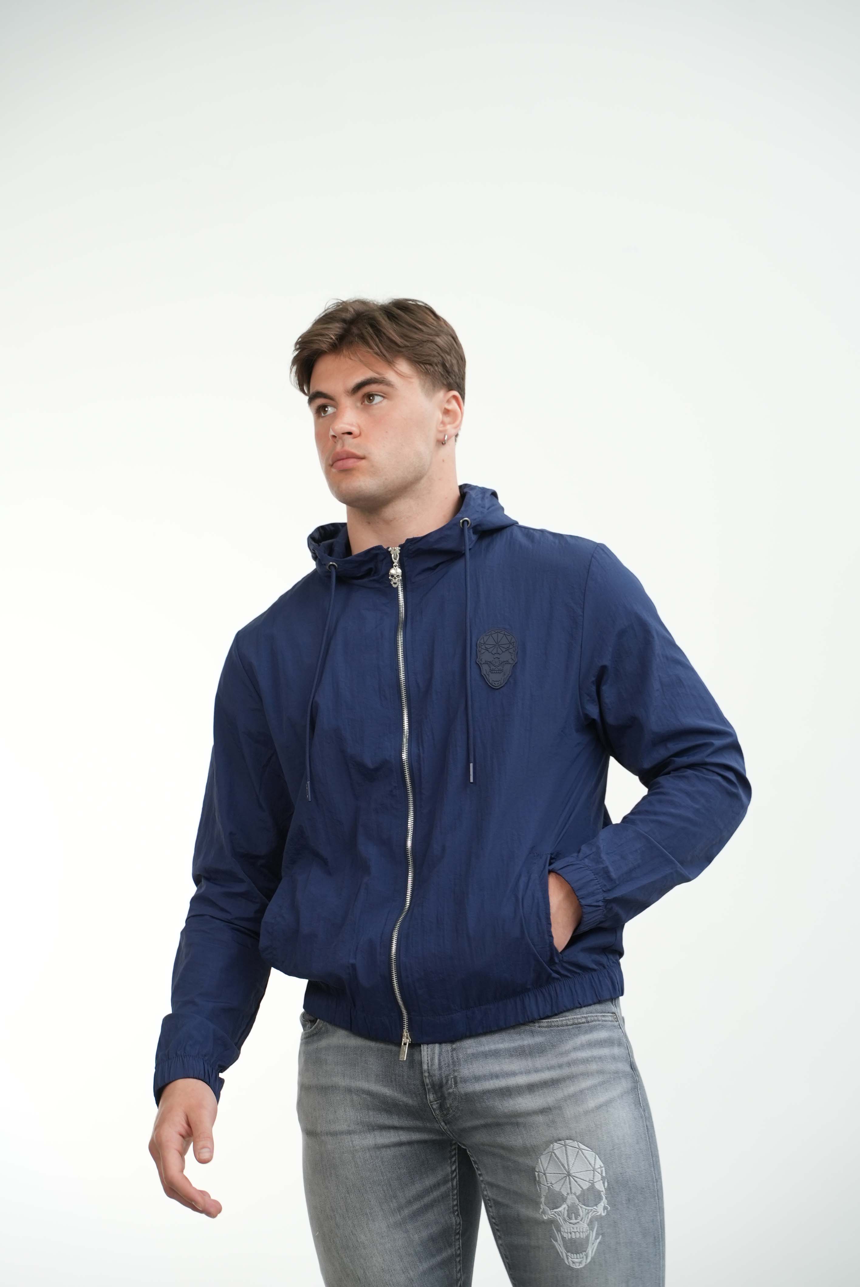 Men's Amico Skull Badge Windbreaker Navy