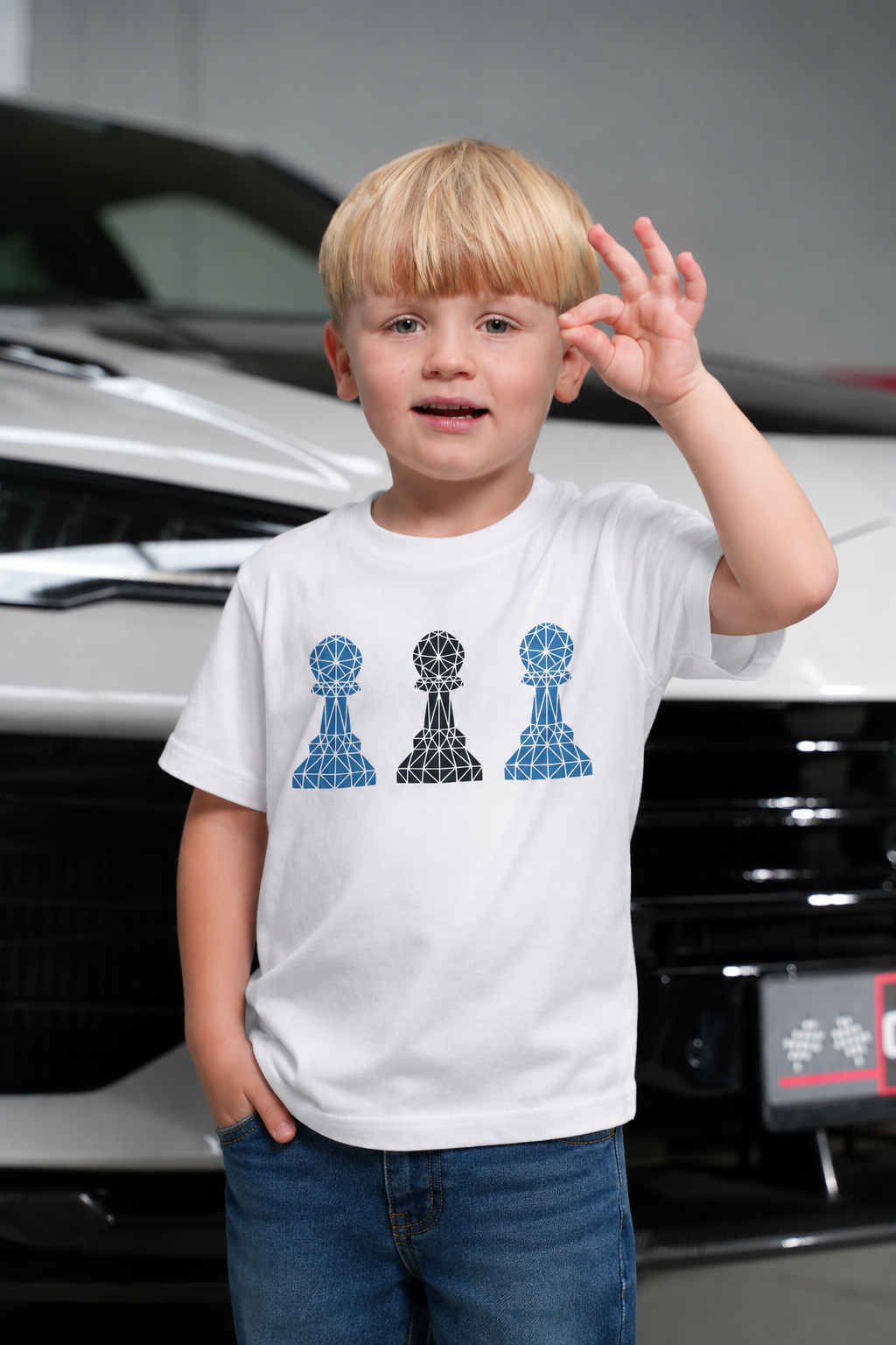 Amico Jr White Tri Pawn Tee