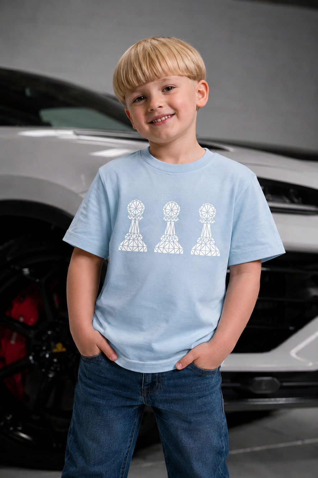 Amico Jr Baby Blue Tri Pawn Tee