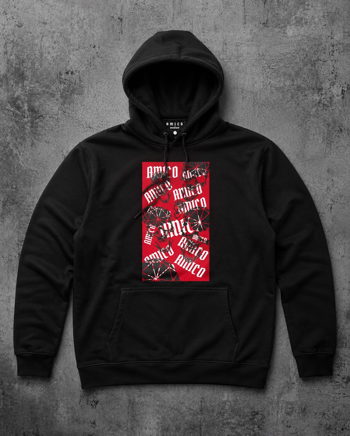 Black Amico & Skull Scatter Hoodie