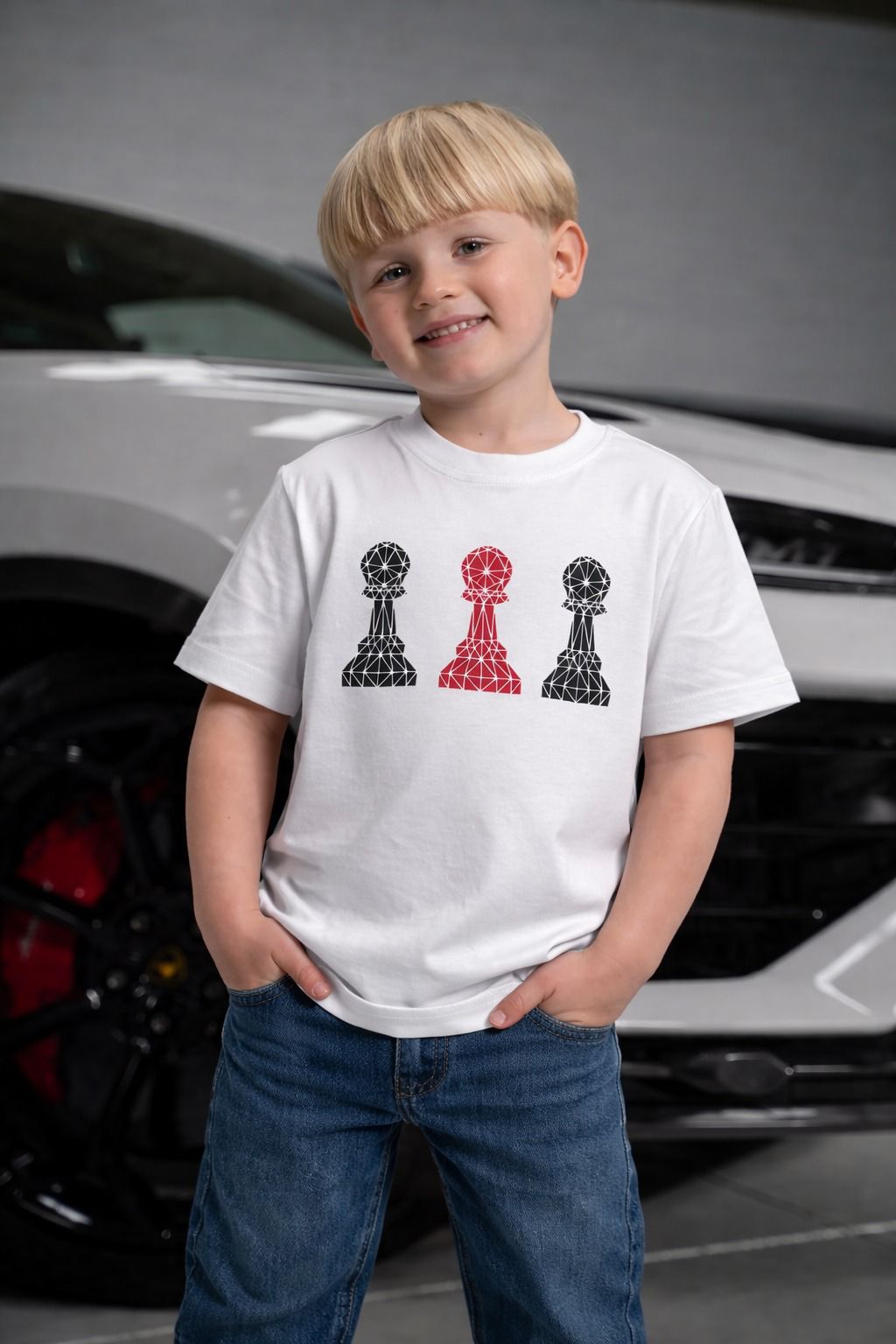 Amico Jr Tri Pawn White Tee