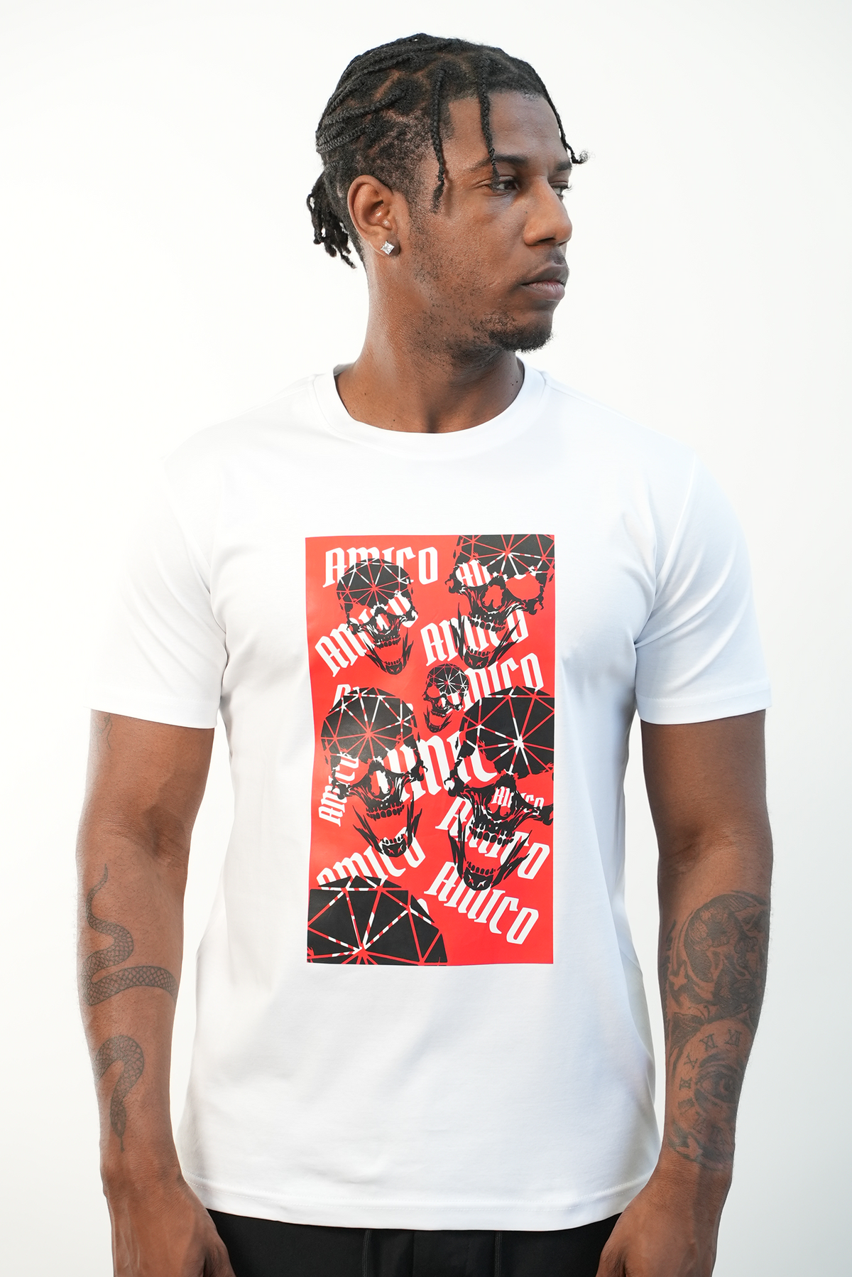 Men's White Skull Red T-Shirt