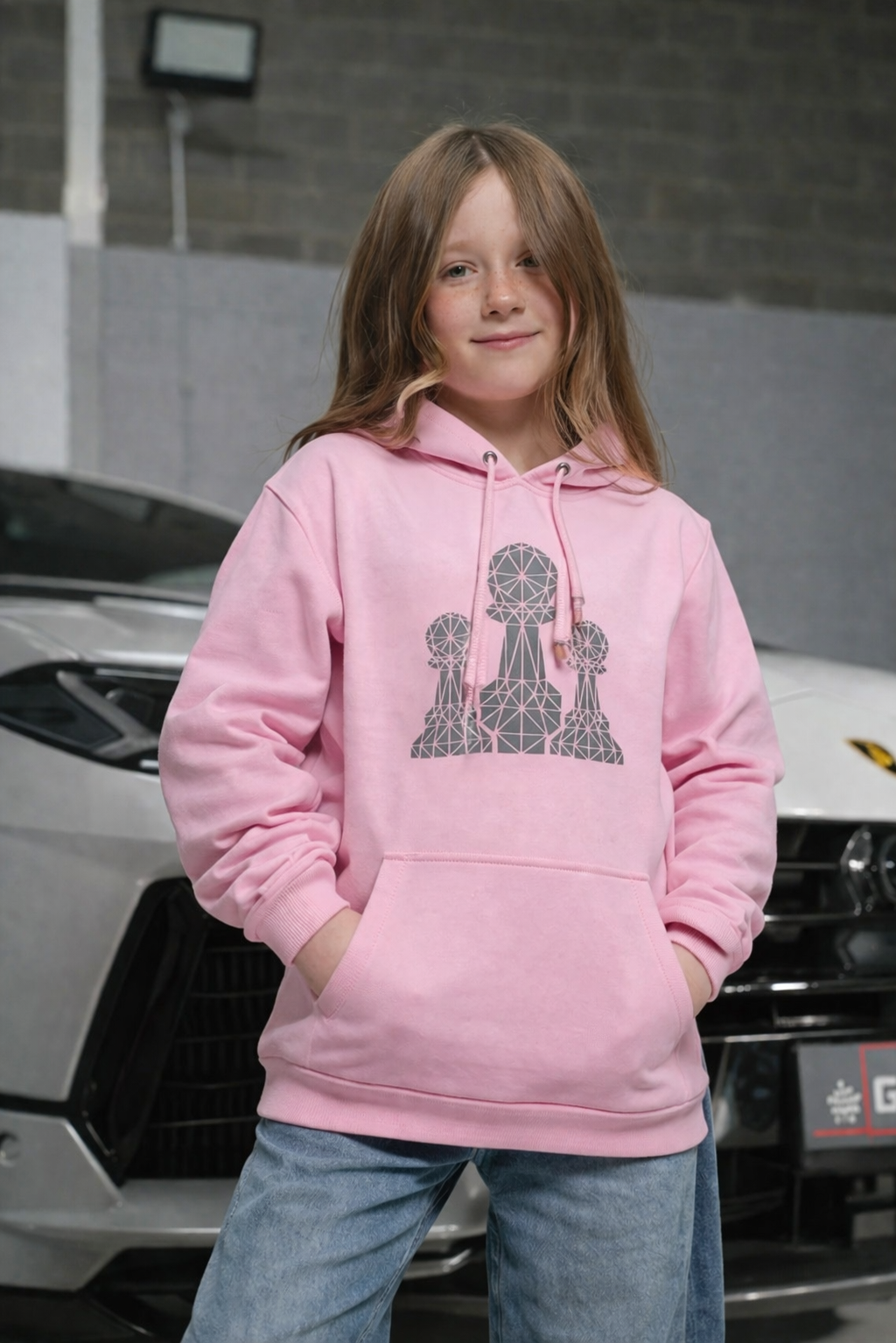 Amico Jr King Pawn Pink Hoodie
