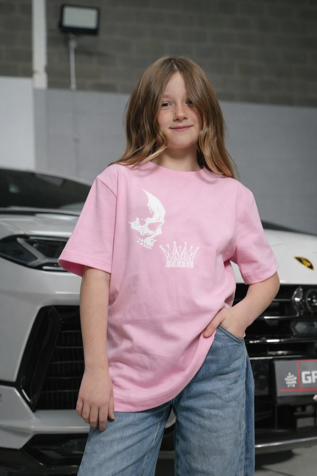 Amico Jr Skull & Crown Pink Hoodie