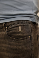 Embroidered Pawn Jeans - Light Grey