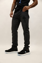 Embroidered Skull Jeans - Dark Grey