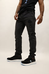 Embroidered Skull Jeans - Dark Grey