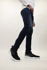 Embroidered Pawn Jeans - Dark Blue