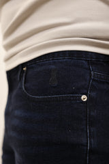 Embroidered Pawn Jeans - Dark Blue