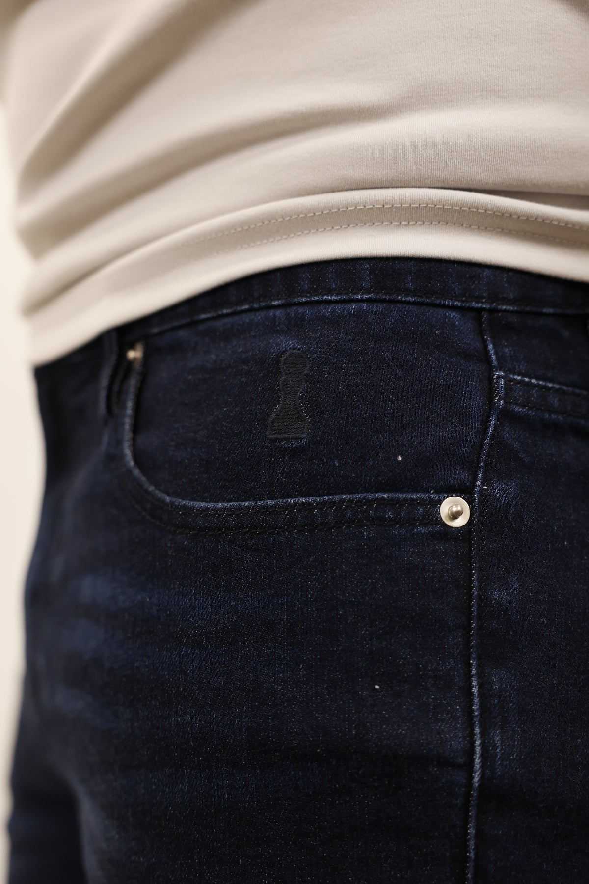 Embroidered Pawn Jeans - Dark Blue