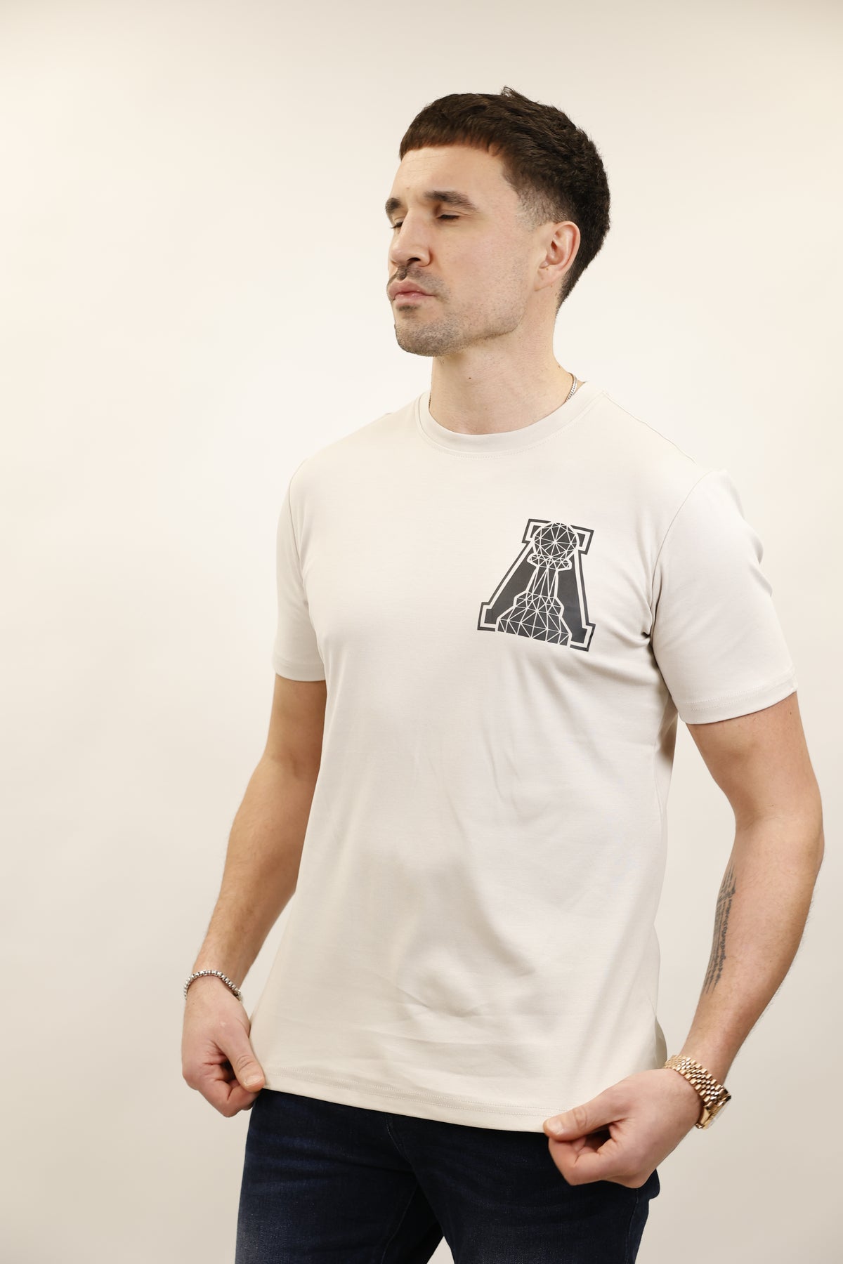 "A" Letter Pawn Tee White