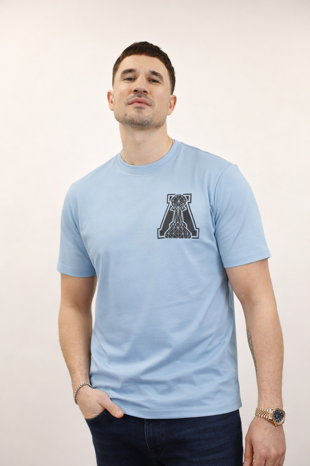 "A" Letter Pawn Tee Blue