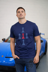 5 Pawn Tee Navy - 4 Blue 1 Red Pawn Tees